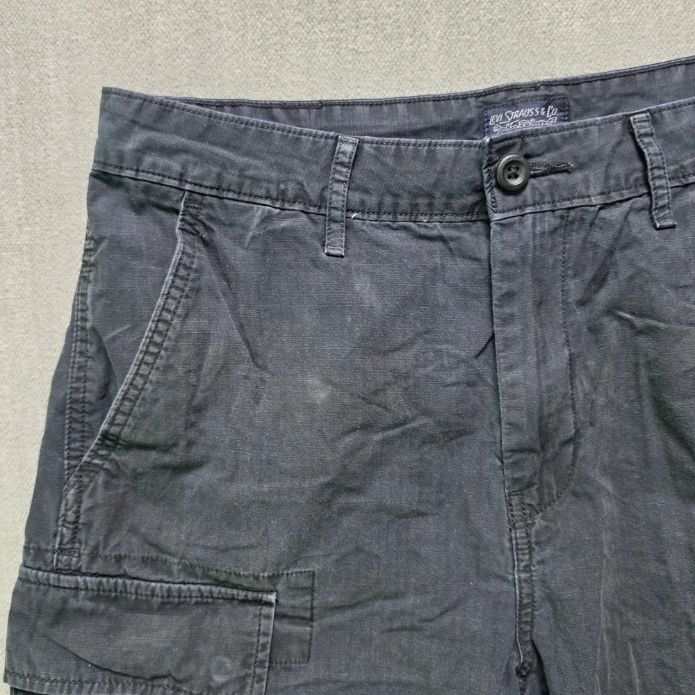 Levi's Cargo Shorts Men 31 Black Ripstop Cotton Multi Pocket Utility